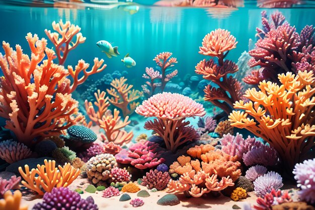 Beautiful colorful coral is the underwater world ecosystem fish habitat wallpaper background