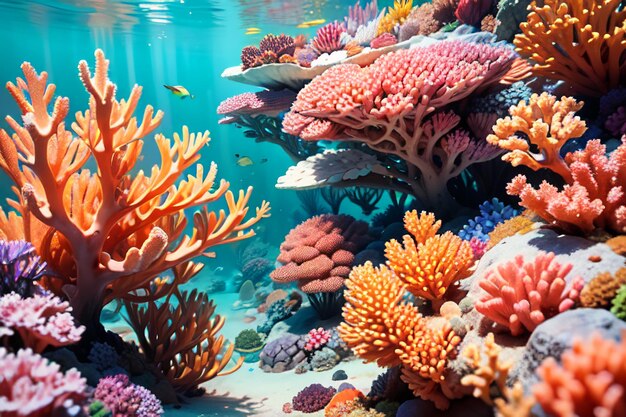 Beautiful colorful coral is the underwater world ecosystem fish habitat wallpaper background