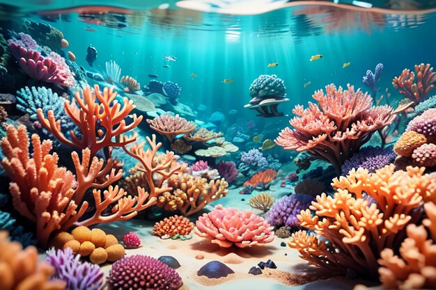 Beautiful colorful coral is the underwater world ecosystem fish habitat wallpaper background