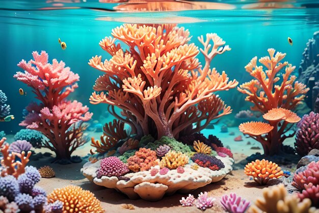 Beautiful colorful coral is the underwater world ecosystem fish habitat wallpaper background