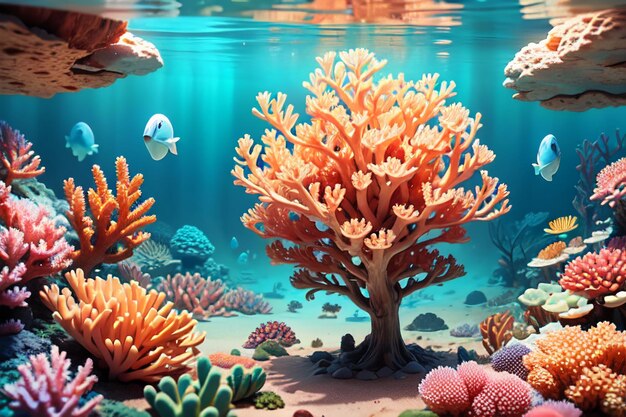 Beautiful colorful coral is the underwater world ecosystem fish habitat wallpaper background