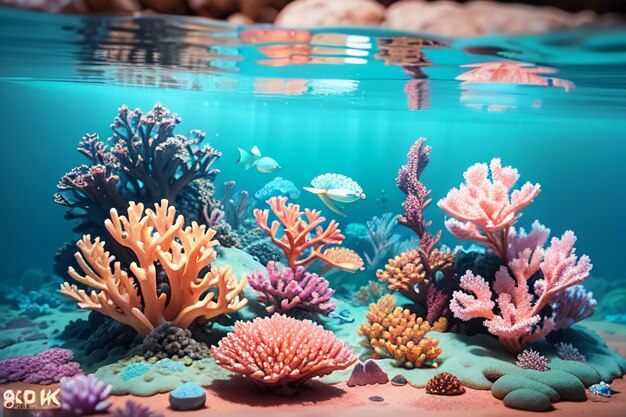 Beautiful colorful coral is the underwater world ecosystem fish habitat wallpaper background