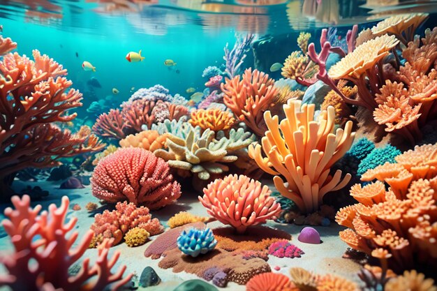 Beautiful colorful coral is the underwater world ecosystem fish habitat wallpaper background