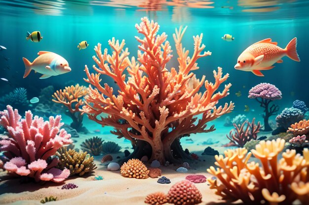 Beautiful colorful coral is the underwater world ecosystem fish habitat wallpaper background