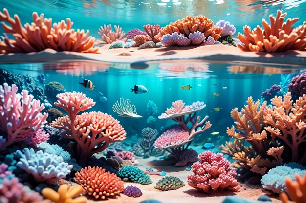 Beautiful colorful coral is the underwater world ecosystem fish habitat wallpaper background