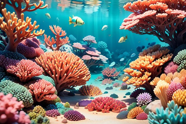 Beautiful colorful coral is the underwater world ecosystem fish habitat wallpaper background