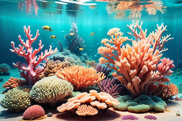 Beautiful colorful coral is the underwater world ecosystem fish habitat wallpaper background