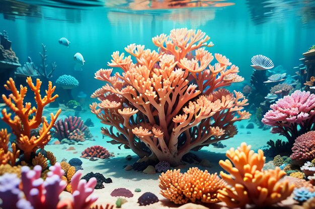 Beautiful colorful coral is the underwater world ecosystem fish habitat wallpaper background