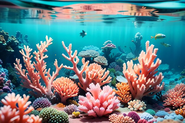 Beautiful colorful coral is the underwater world ecosystem fish habitat wallpaper background