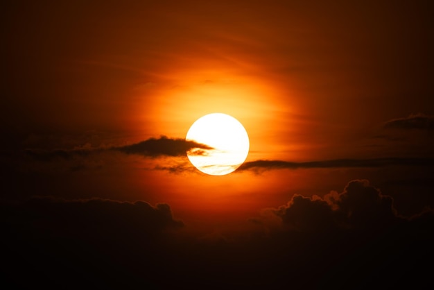 Beautiful colorful dramatic sky with clouds at sunset or sunrise dark dawn