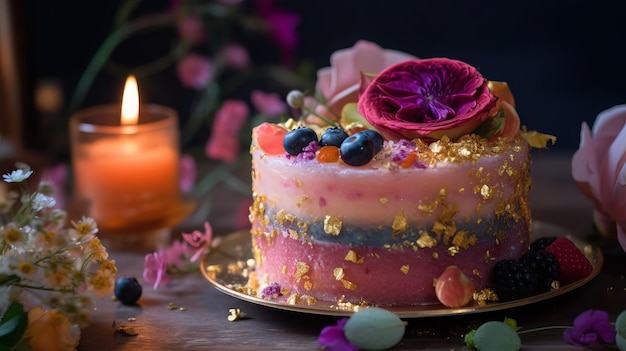 Photo beautiful colorful feminine cake