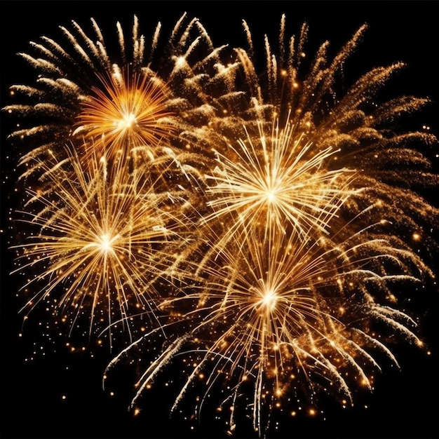 축하 행사를 위해 밤 하늘에서 아름다운 다채로운 불꽃놀이 쇼 행복한 새해 파티와 복사 공간