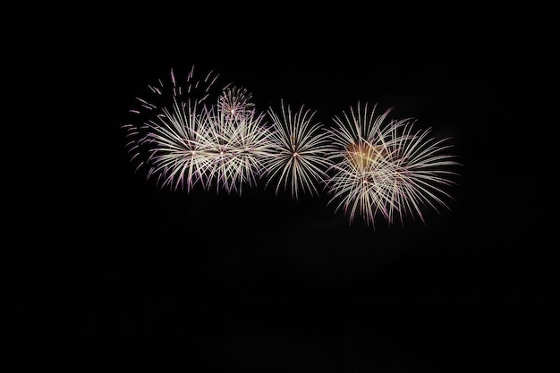 Beautiful colorful fireworks with reflections in water Brno dam the city of BrnoEurope International Fireworks Competition