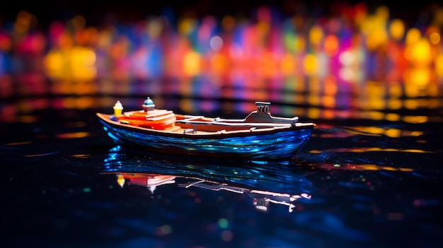 красивая красочная плавучая лодка в реке