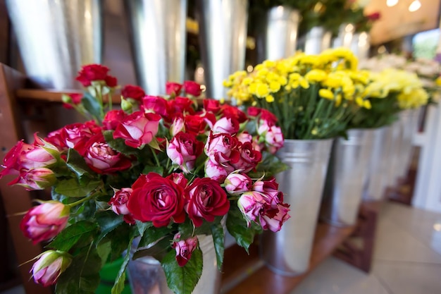 Beautiful colorful flowers in flower shop