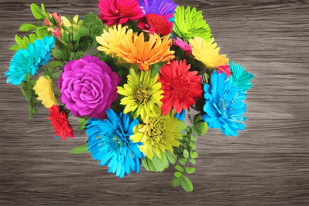 Foto bellissimo fiore artificiale fresco colorato con sfondo colorato ai generativo