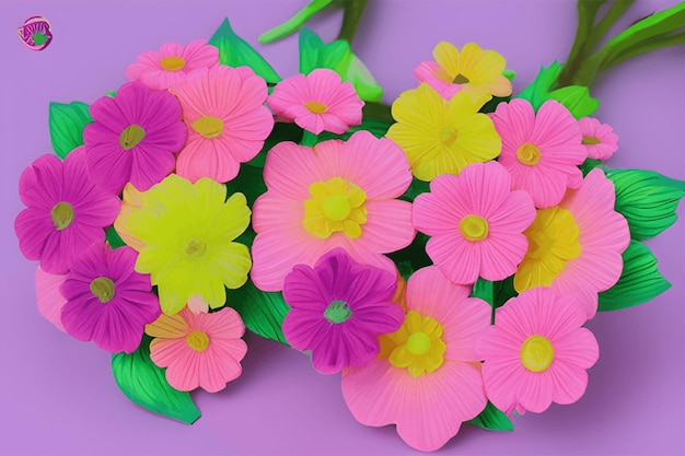Beautiful colorful fresh artificial flower with colorful background generative ai