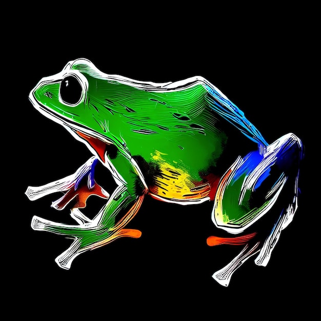 Beautiful colorful frog in pop art for your designs