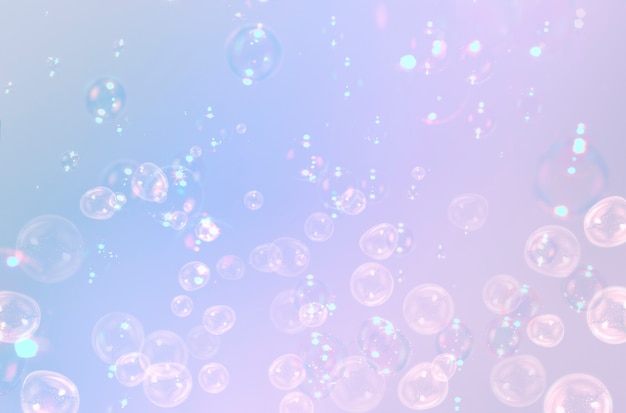 Photo beautiful colorful gradient with soap bubbles float background.