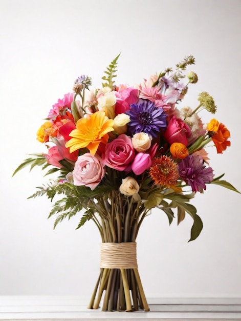 Beautiful and colorful groups of flowers bouquet on white background