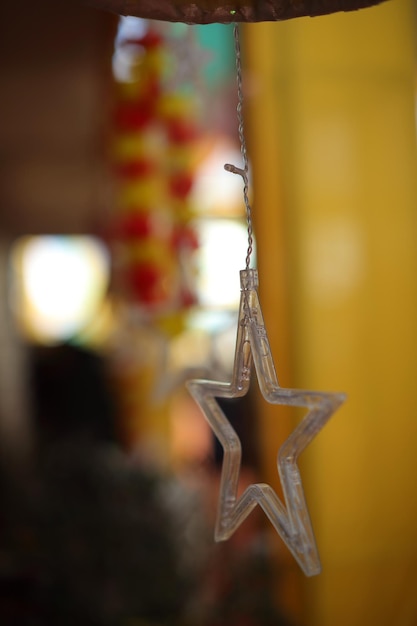 Beautiful colorful handmade wind chimes for Haldi and mehndi decoration...selective focus.