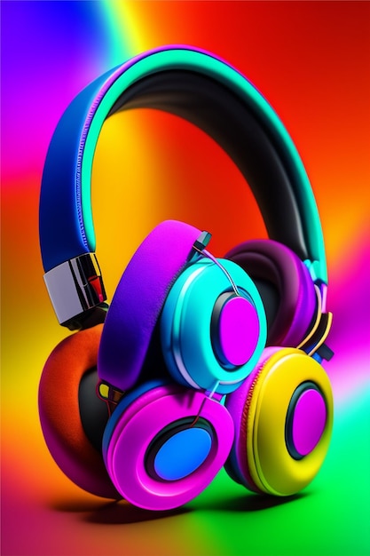 Photo beautiful colorful headphones