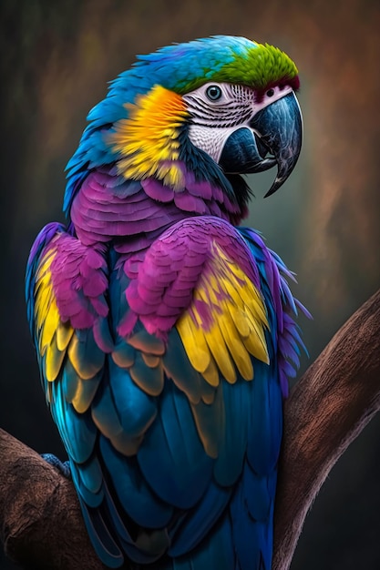 A beautiful colorful Macaw Generative AI