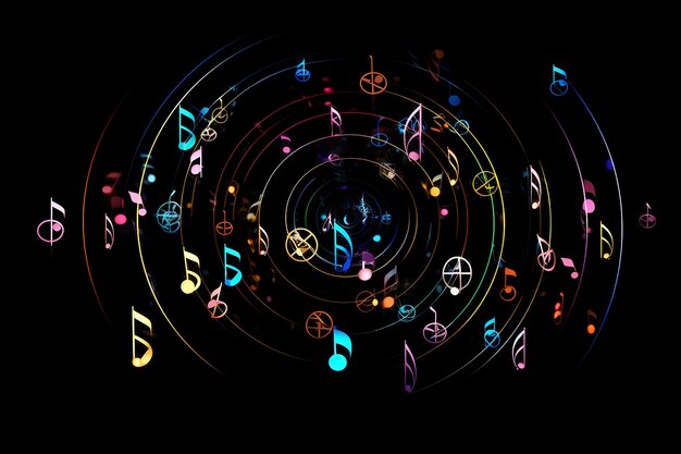 Photo beautiful and colorful music note and background