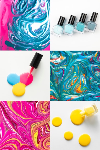 Photo beautiful colorful nail polish collage