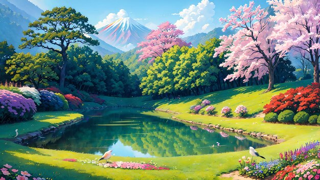 Florest and Garden, Background, Anime Background, Anime Scenery