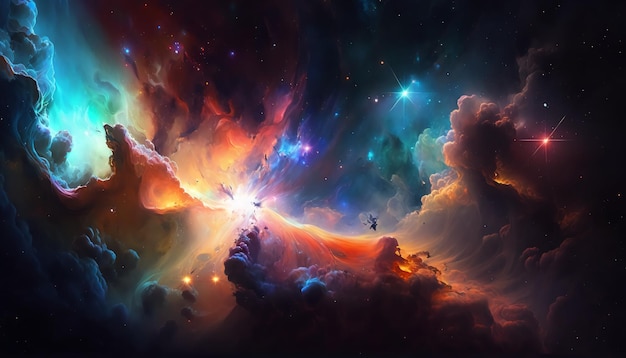 Beautiful colorful nebula in galaxyGenerative AI