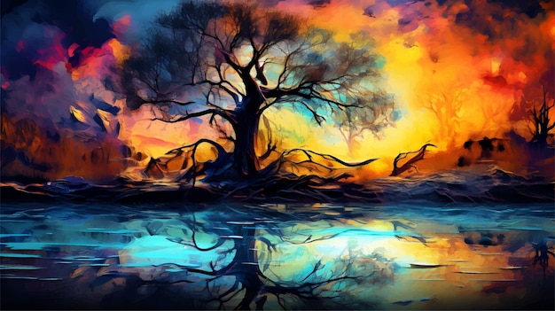 Beautiful colorful oil painting design