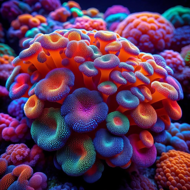 Photo beautiful colorful rainbow coral