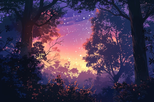 beautiful colorful sky illustration anime landscape