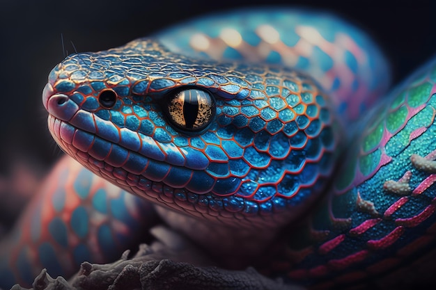 Beautiful colorful snake brazilian rainbow boa Neural network AI generated