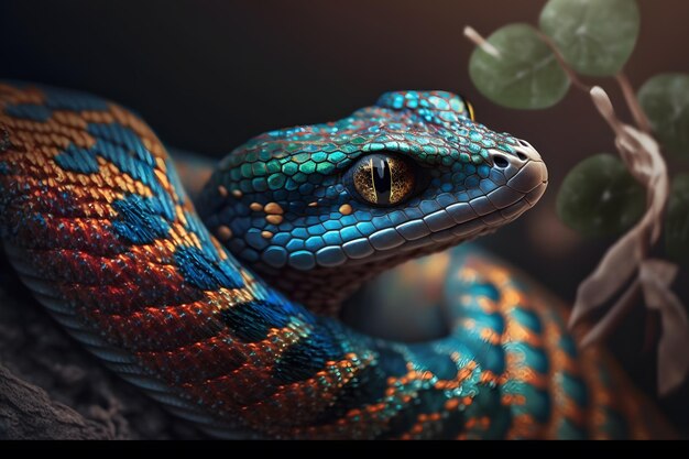 美しいカラフルなヘビ ブラジル レインボー ボア AI が生成したニューラル ネットワーク