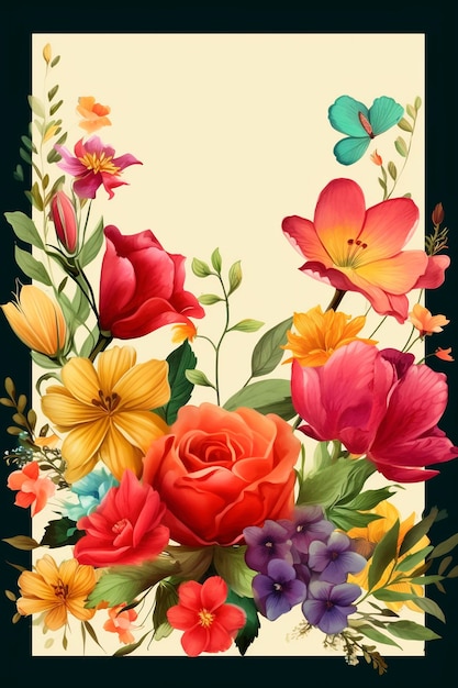Красивые красочные весенние цветы, созданные с помощью генеративного ИИ
