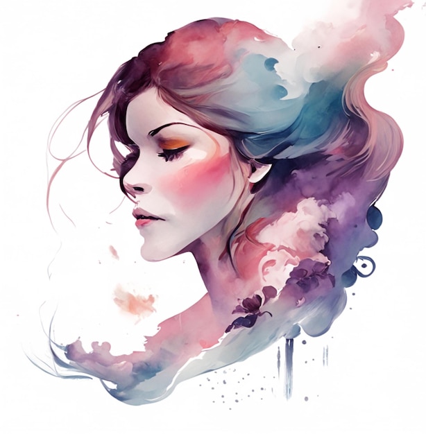 Beautiful colorful watercolor paintings and illustrations White background generative ai