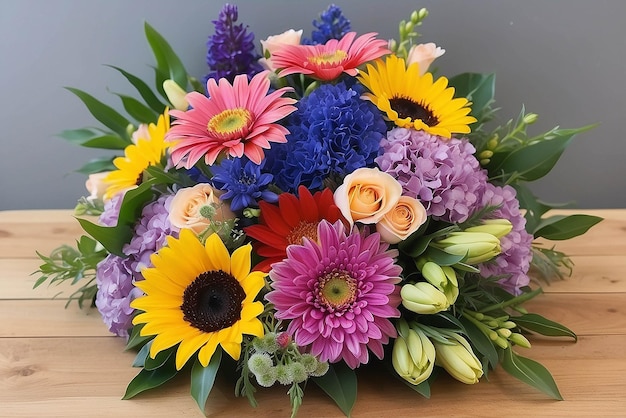Photo beautiful coloured summer flowers bouquet
