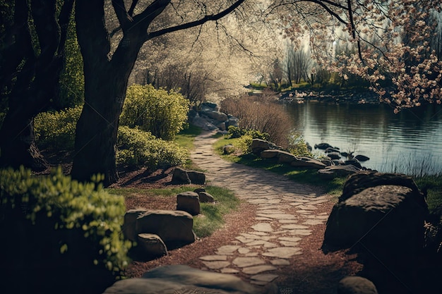 美しい色とりどりの春の自然の風景