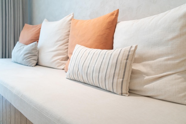 beautiful and comfortable pillow decoration on sofa