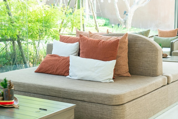 beautiful and comfortable pillow decoration on sofa