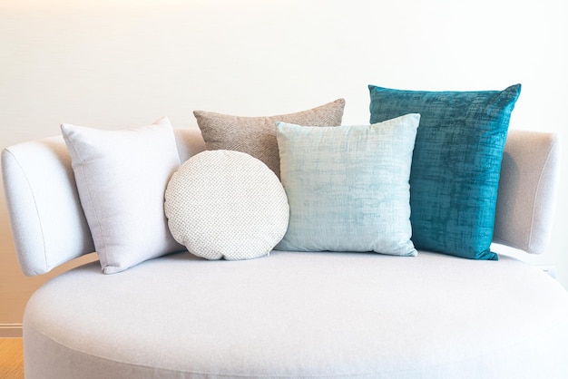 beautiful comfortable pillows decoration on sofa