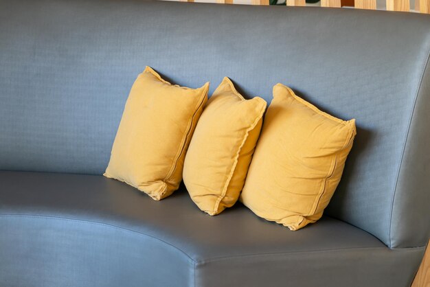 beautiful comfortable pillows decoration on sofa