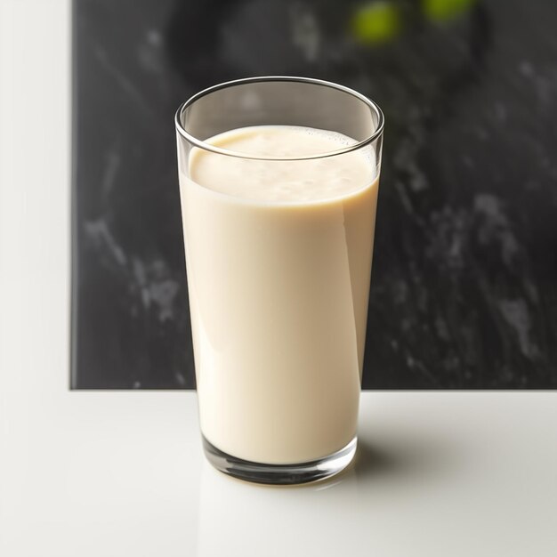 Beautiful commercial shoot of a glass of milk shake minimal style contemporary background