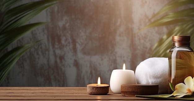 Beautiful composition of spa treatment with coconut oil Concept spa background Generative ai