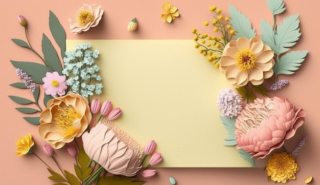 Beautiful composition of spring flowers for mothers day with copy space for text Generative ai