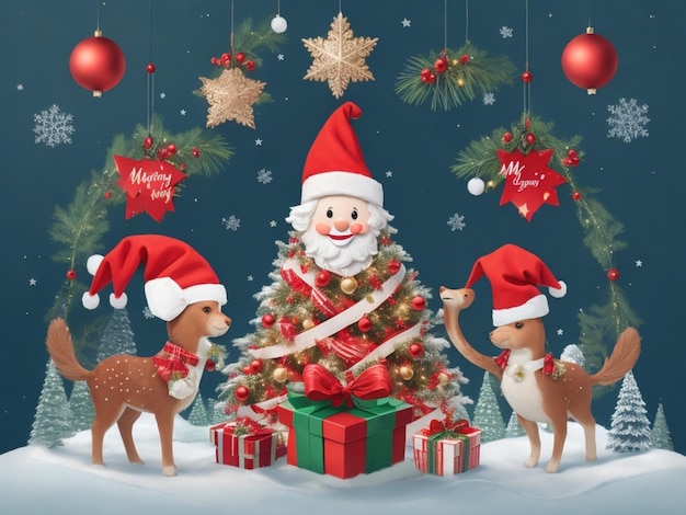 Beautiful composition with Merry Christmas and happy new year background AI Generated