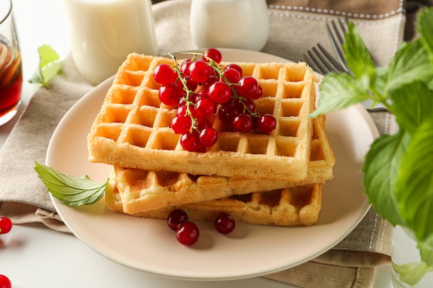 Beautiful composition with sweet waffles