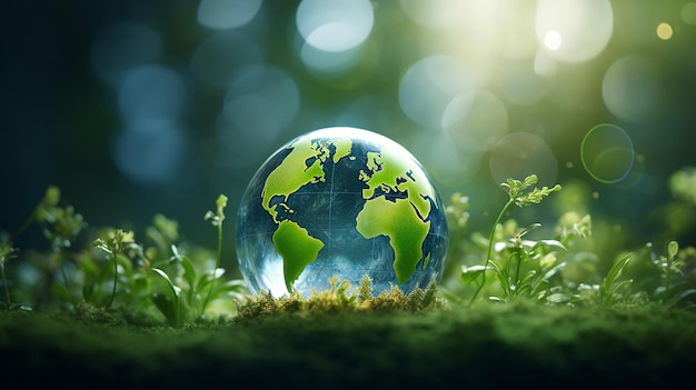 beautiful concept world environment day concept with green bokeh out of focus background